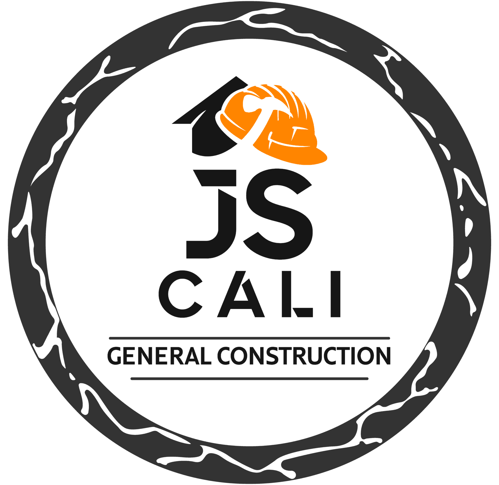 Construction logo with JS CALI and a hard hat for SEO.