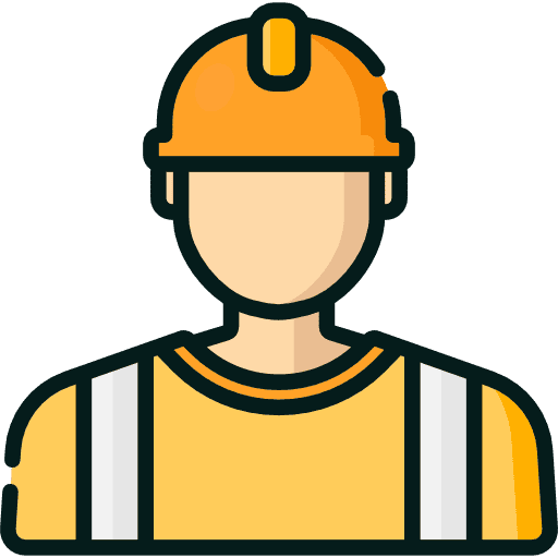 Construction worker wearing safety helmet and vest on site.